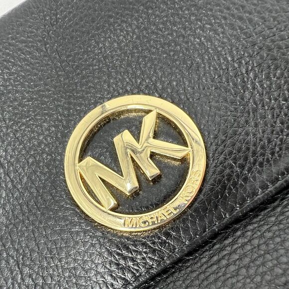 Michael Kors purse black leather gold chain shoulder flap fulton small bag - Picture 12 of 16